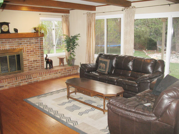 Family room with fireplace